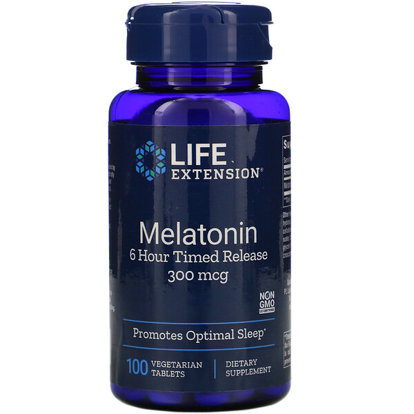 Life Extension, Melatonin, 6 Hour Timed Release, 300 Mcg, 100 