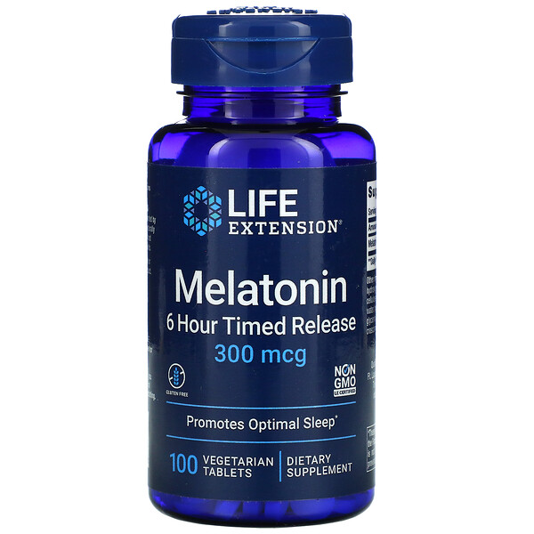 Life Extension, Melatonin, 6 Stunden Retard-Tablette, 300 mcg, 100 vegetarische Tabletten