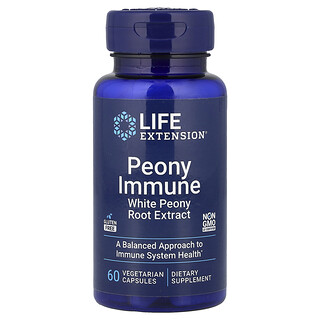 Life Extension, Suplemento para favorecer el sistema inmunitario con peonía, 60 cápsulas vegetales (600 mg por cápsula)