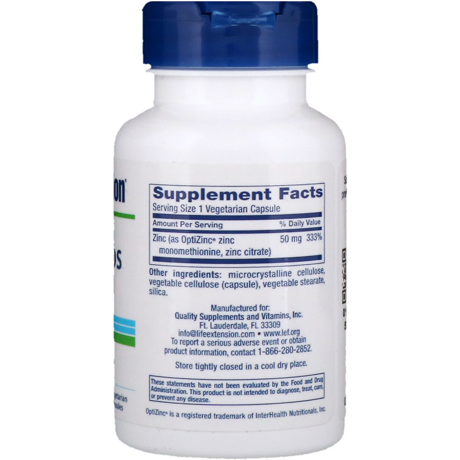 Life Extension, Zinc Caps, High Potency, 50 mg, 90 Vegetarian Capsules