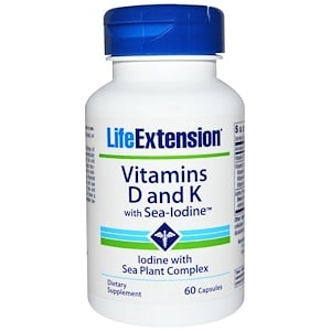 Life Extension, Vitamin D With Sea Iodine and Vita K2, 60 Capsules