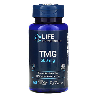 

Life Extension TMG, триметилглицин, 500 мг, 60 вегетарианских капсул с жидкостью