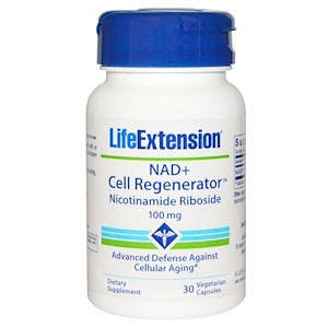 Life Extension, NAD+, клеточный регенератор Никотинамид Рибозид, 100 мг, 30 растительных капсул