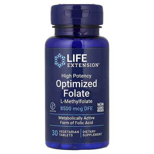 Life Extension, オプティマイズド フォレート ハイポテンシー, 8,500mcg DFE, ベジタリアンタブレット30粒