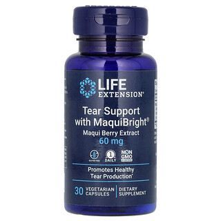 Life Extension, Tear Support with MaquiBright, Maqui Berry kivonat, 60 mg, 30 vegetáriánus kapszula