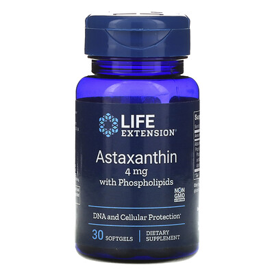 Life Extension Астаксантин с фосфолипидами, 4 мг, 30 капсул