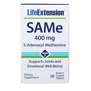 Отзывы о Лайф Экстэншн, SAMe (S-Adenosyl-L-Methionine), 400 mg, 30 Enteric Coated Tablets