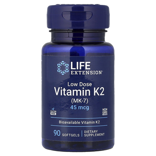 Life Extension ロー・ドーズ ビタミンK2 (MK-7) 45mcg ソフトジェル90粒