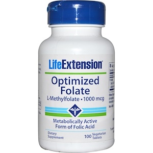 Купить Life Extension, Оптимизированный фолат, 100 мкг, 100 таблеток в растительной оболочке   на IHerb