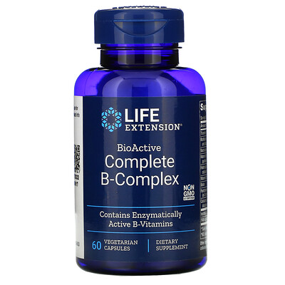 Life Extension полный биоактивный комплекс витаминов группы B, 60 растительных капсул