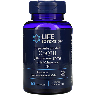 Life Extension Super-Absorbable CoQ10 with d-Limonene, 50 mg, 60 Softgels