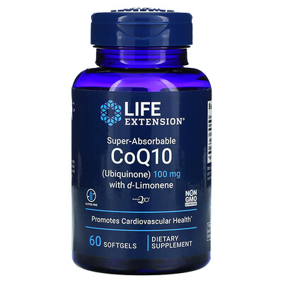 

Life Extension Super-Absorbable CoQ10, суперусваиваемый коэнзим Q10 (убихинон) с d-лимоненом, 100 мг, 60 капсул