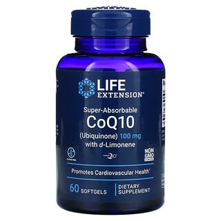Life Extension, Super-Absorbable CoQ10 (Uniquinona) com d-Limoneno, 100 mg, 60 Cápsulas Softgel