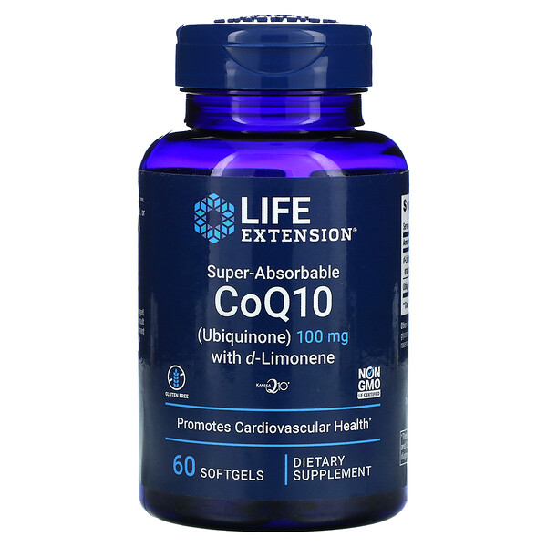 CoQ10 super-absorbable  (ubiquinone) au D-limonène, 100 mg, 60 capsules à enveloppe molle