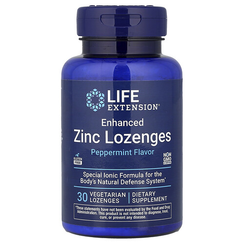 iHerb UK - Life Extension , Enhanced Zinc Lozenges, Peppermint, 30 Vegetarian Lozenges (18.75 Mg Per Lozenge)