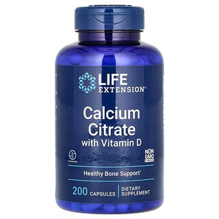 Life Extension, ビタミンD配合クエン酸カルシウム、200粒