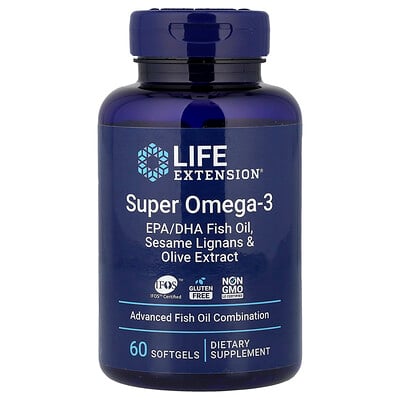 Product Image for Life Extension, Super Omega-3, EPA/DHA Fish Oil, Sesame Lignans & Olive Extract, 60 Softgels