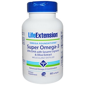 Life Extension, Омега-заряд, cуперомега-3, 60 желатиновых капсул