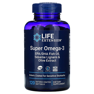 Life Extension супер омега-3, 120 мягких таблеток, покрытых кишечнорастворимой оболочкой