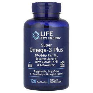 Life Extension, 欧米伽-3+ 软凝胶，120 粒