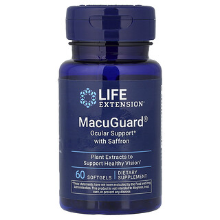 Life Extension, MacuGuard, oční podpora se šafránem, 60 měkkých kapslí