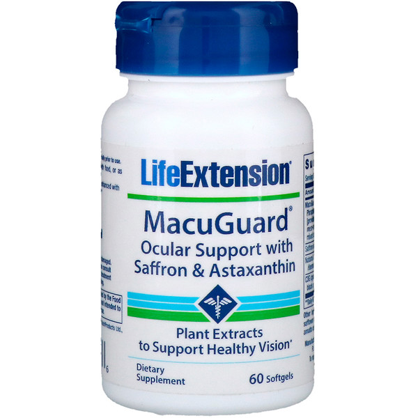 Life Extension, MacuGuard, Unterstützung für die Augen mit Safran und Astaxanthin, 60 Weichkapseln