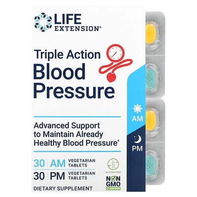 

Life Extension Triple Action Blood Pressure AM/PM 2 Pack 30 Vegetarian Tablets Each