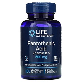 Life Extension, пантотеновая кислота (витамин B5), 500 мг, 100 вегетарианских капсул