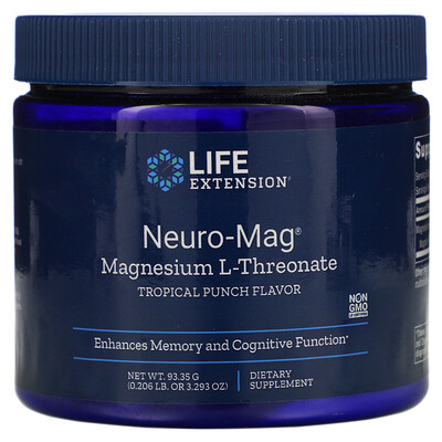 Life Extension Neuro-Mag, магний L-треонат, вкус тропического пунша, 93,35 г (3,293 унции)