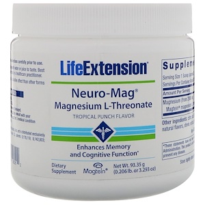 Life Extension, Neuro-Mag, Magnesium L-Threonate, Tropical Punch Flavor, 0.206 lb (93.35 g)
