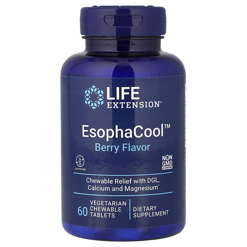 Life Extension EsophaCool™, Berry, 60 Vegetarian Chewable Tablets