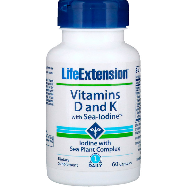 Life Extension, ΠΠΈΡΠ°ΠΌΠΈΠ½Ρ D ΠΈ K Ρ ΠΌΠΎΡΡΠΊΠΈΠΌ ΠΉΠΎΠ΄ΠΎΠΌ, 60 ΠΊΠ°ΠΏΡΡΠ»