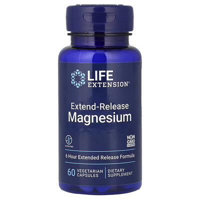 Life Extension, Magnesio de liberación prolongada, 60 cápsulas vegetales (250 mg por cápsula)