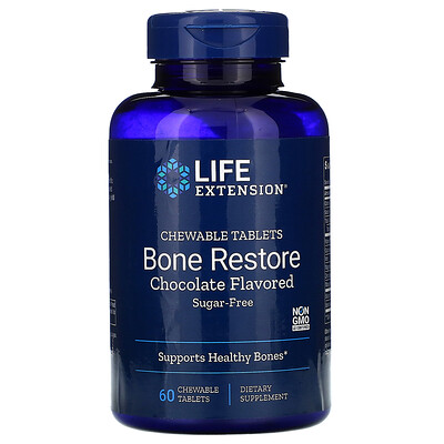 

Life Extension Bone Restore, Sugar-Free, Chocolate Flavored, 60 Chewable Tablets
