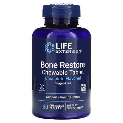 

Life Extension Bone Restore, без сахара, шоколад, 60 жевательных таблеток