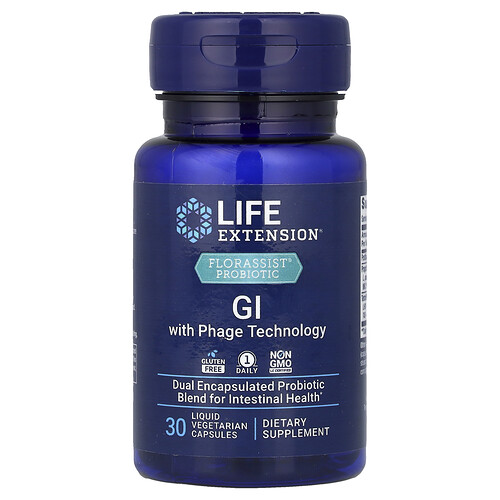 Life Extension Florassist® Probiotic, GI with Phage Technology, 30 Liquid Vegetarian Capsules