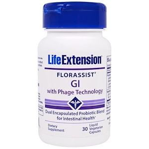 Life Extension, Florassist, Желудочно-кишечная  Противофаговая Технология, 30 Жидких Растительных капсул