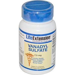 Life Extension, Сульфат ванадила, 7,5 мг, 100 растительных таблеток