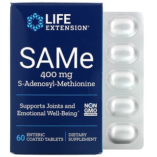 Life Extension, SAMe, S-adénosyl-L-méthionine, 400 mg, 60 comprimés à enrobage entérique