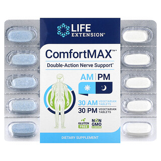 Life Extension, ComfortMAX，双重作用神经帮助，适合早晚，60 片素食片