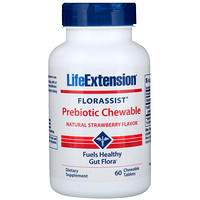 Florassist Жевательные пребиотики, Натуральный клубничный вкус, 60 жевательных таблеток - изображение