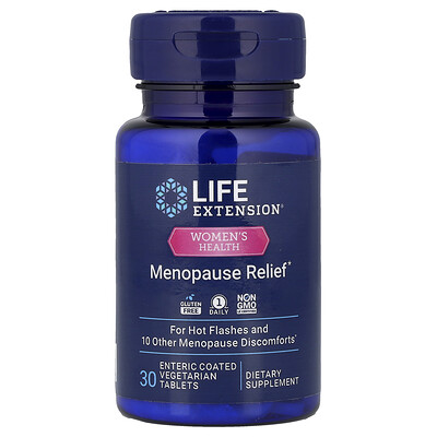 Life Extension, Salud de la mujer, Suplemento para aliviar los síntomas de la menopausia, 30 comprimidos vegetales con recubrimiento entérico