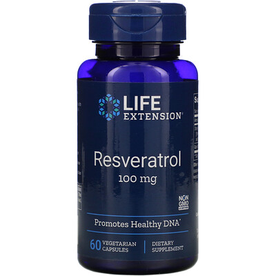 Life Extension Ресвератрол, 100 мг, 60 вегетарианских капсул