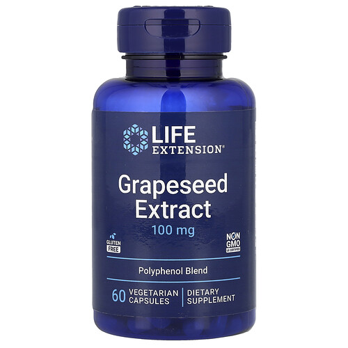Life Extension, Extracto de semilla de uva, 60 cápsulas vegetales
