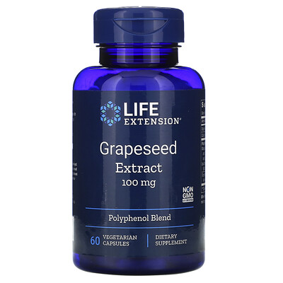 Life Extension Grapeseed Extract, 100 mg, 60 Vegetarian Capsules