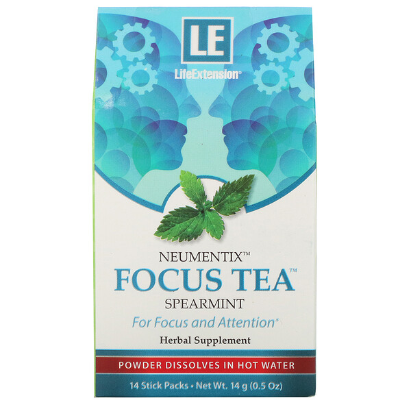 Life Extension, Neumentix, Focus Tea, 스피어민트, 14 스틱팩