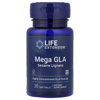 Life Extension, Mega GLA, Lignanos de sésamo con alta concentración de ácido gamma-linolénico, 30 cápsulas blandas