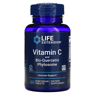 Life Extension, Vitamine C et phytosome de quercétine biologique, 60 comprimés végétariens