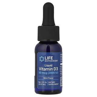 Life Extension, 액상 비타민D3, 민트, 50mcg(2,000IU), 29.57ml(1fl oz)