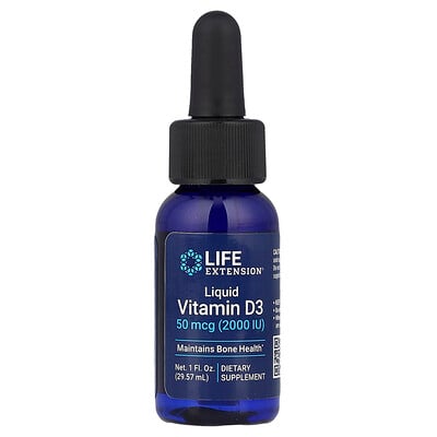 Life Extension, Vitamina D3 líquida, 50 mcg (2000 UI), 29,57 ml (1 oz. líq.)